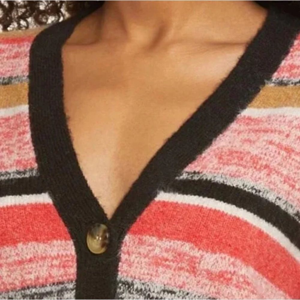 BP Black Marl Stripped Crop Cardigan Sweater NWT - Picture 2 of 8